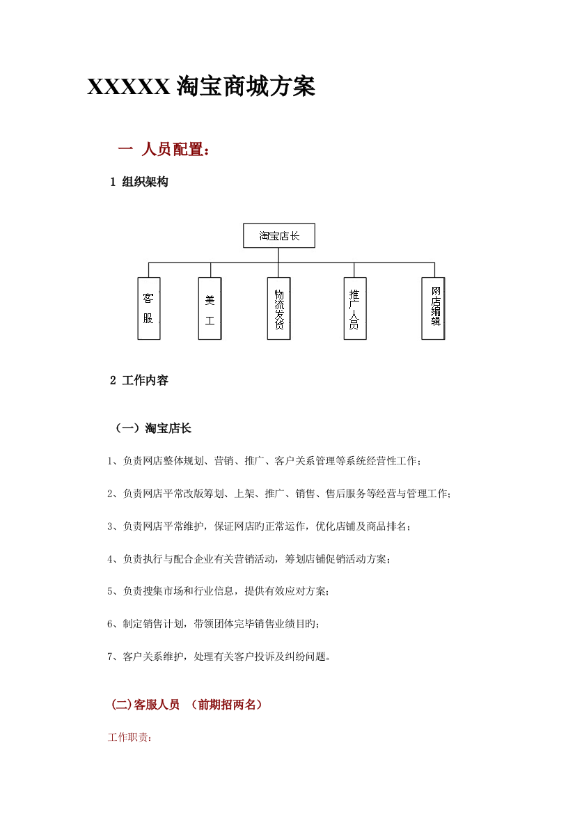 知名公司淘宝商城运营方案