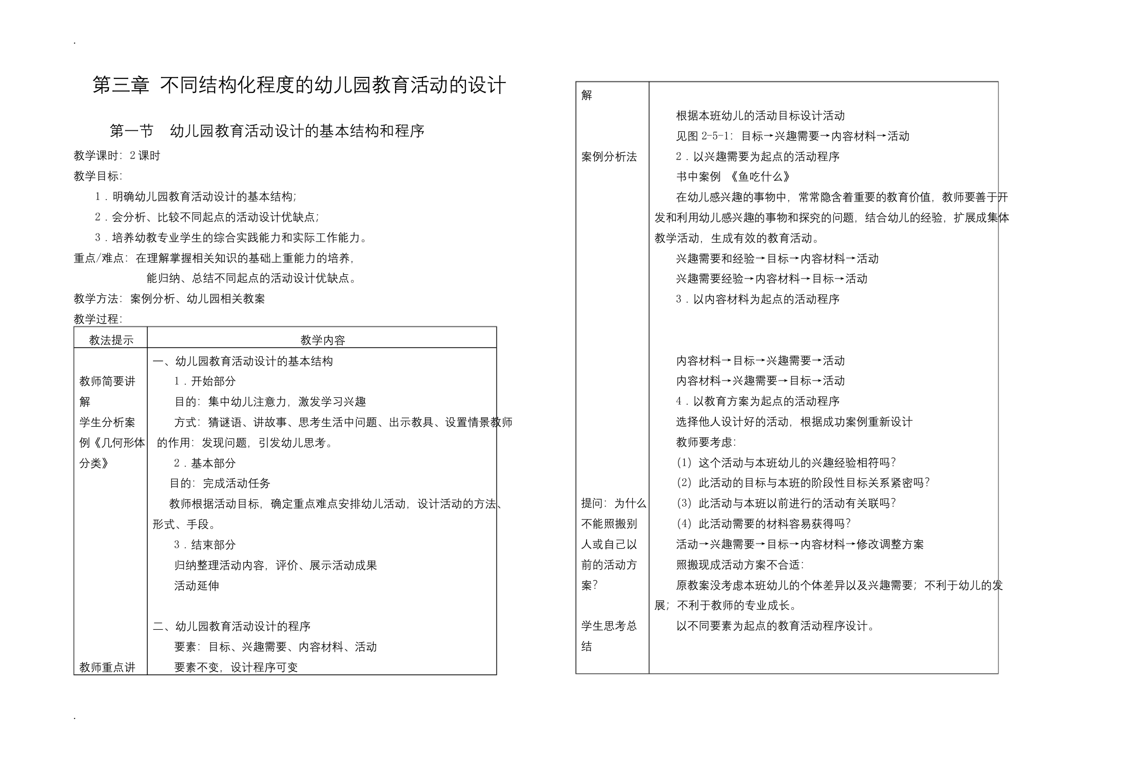 幼儿园教育活动设计与实施教案