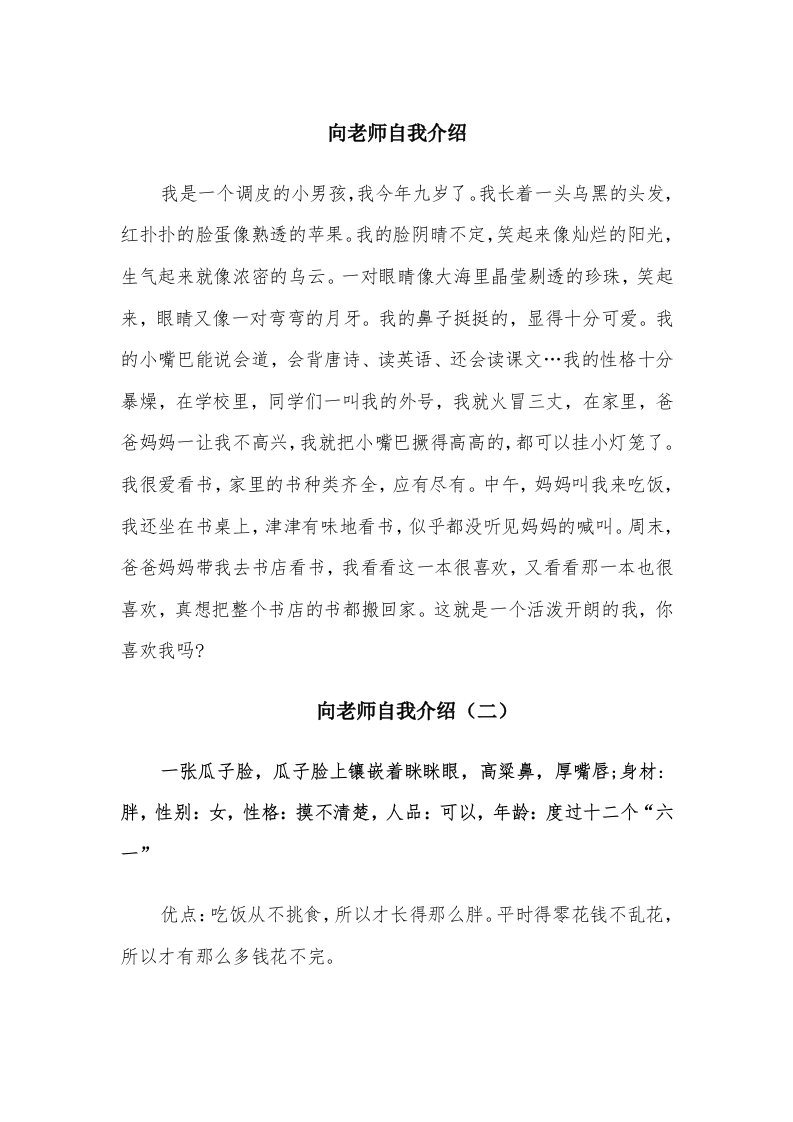 向老师自我介绍