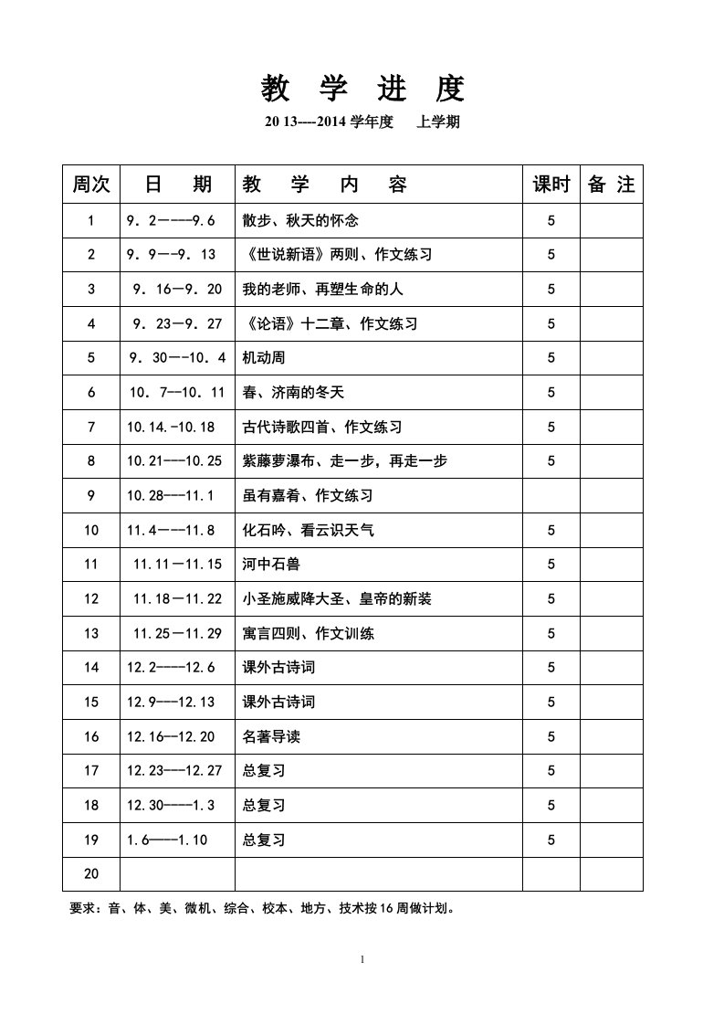 2013年人教版七年级上册语文教学设计全新