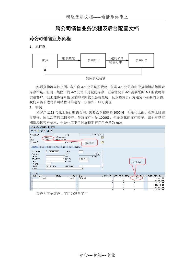 SAP跨公司销售业务流程及后台配置文档(共25页)