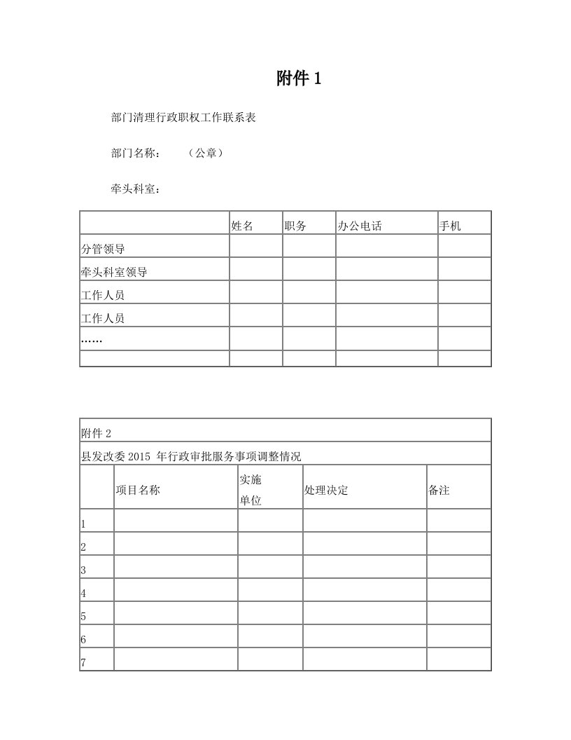 权力清单空白表格