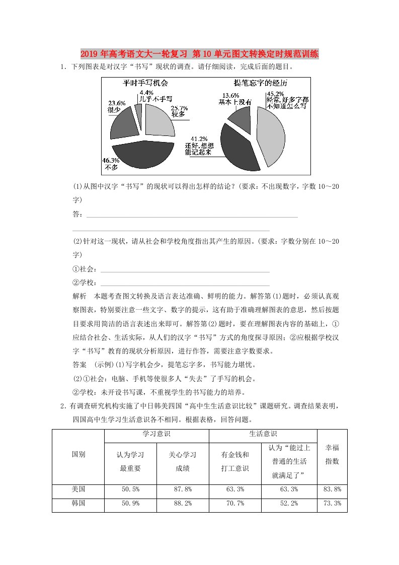 2019年高考语文大一轮复习