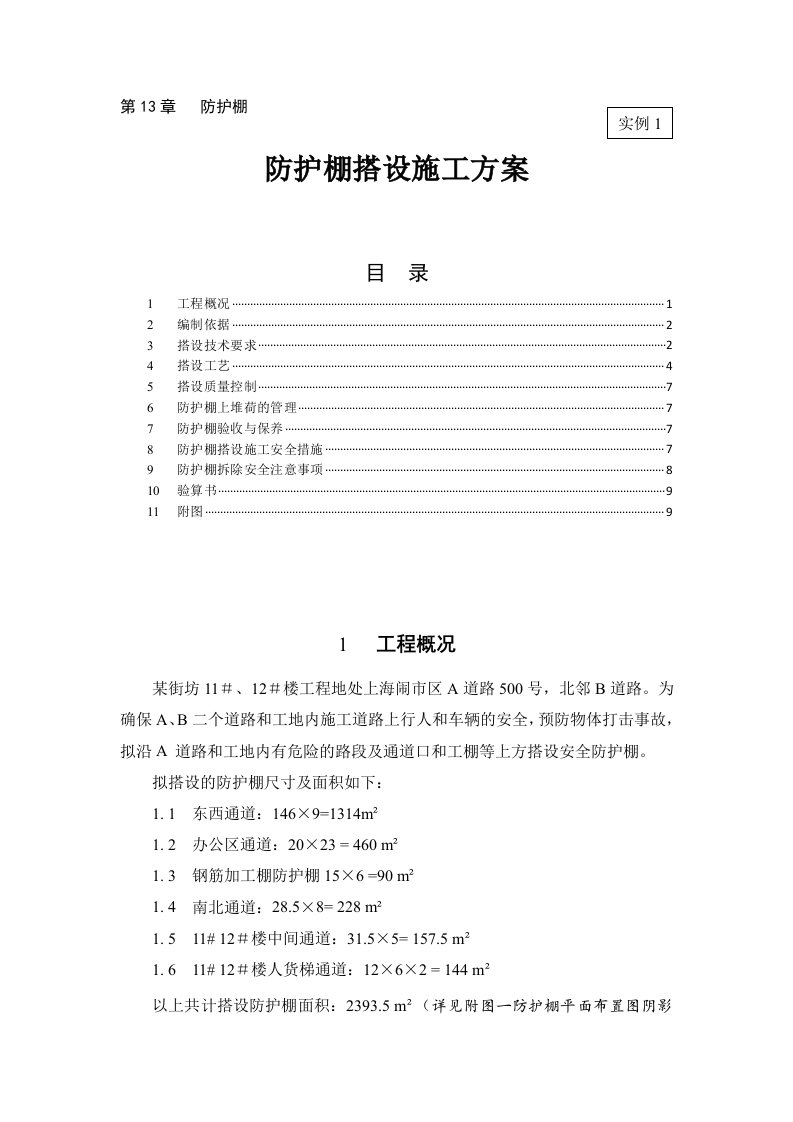 防护棚搭设施工方案实例