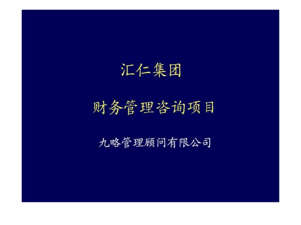 九略：汇仁集团财务管理咨询项目