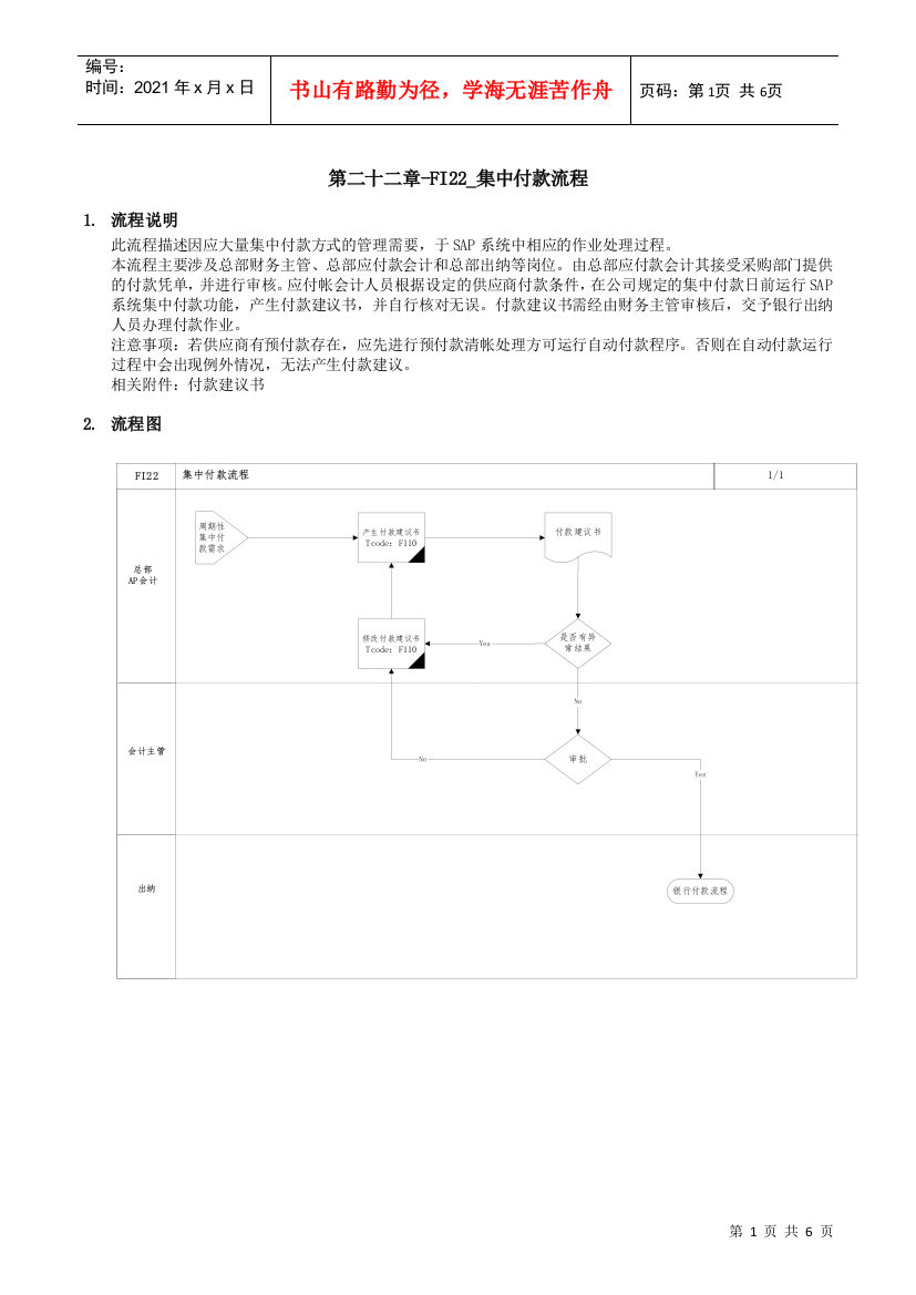 上海震旦家具有限公司SAP实施专案集中付款流程