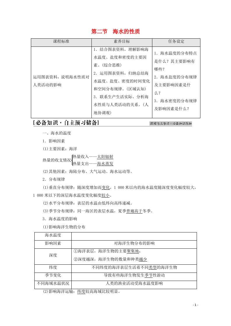 2021_2022学年新教材高中地理第3章地球上的水第2节海水的性质学案新人教版必修第一册20210611266