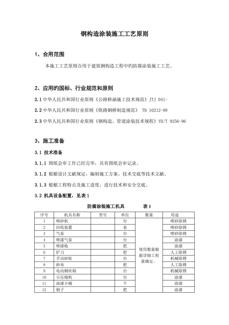 钢结构涂装施工工艺标准