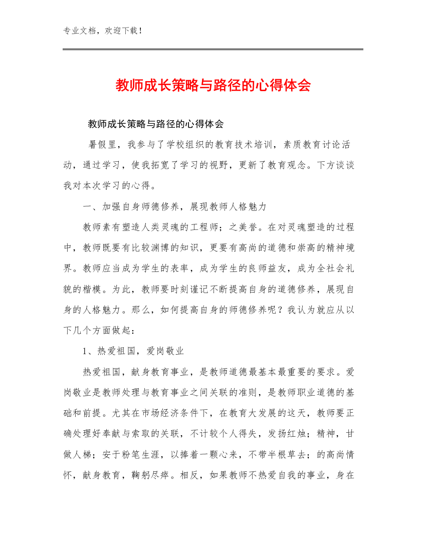 2024教师成长策略与路径的心得体会优选例文11篇