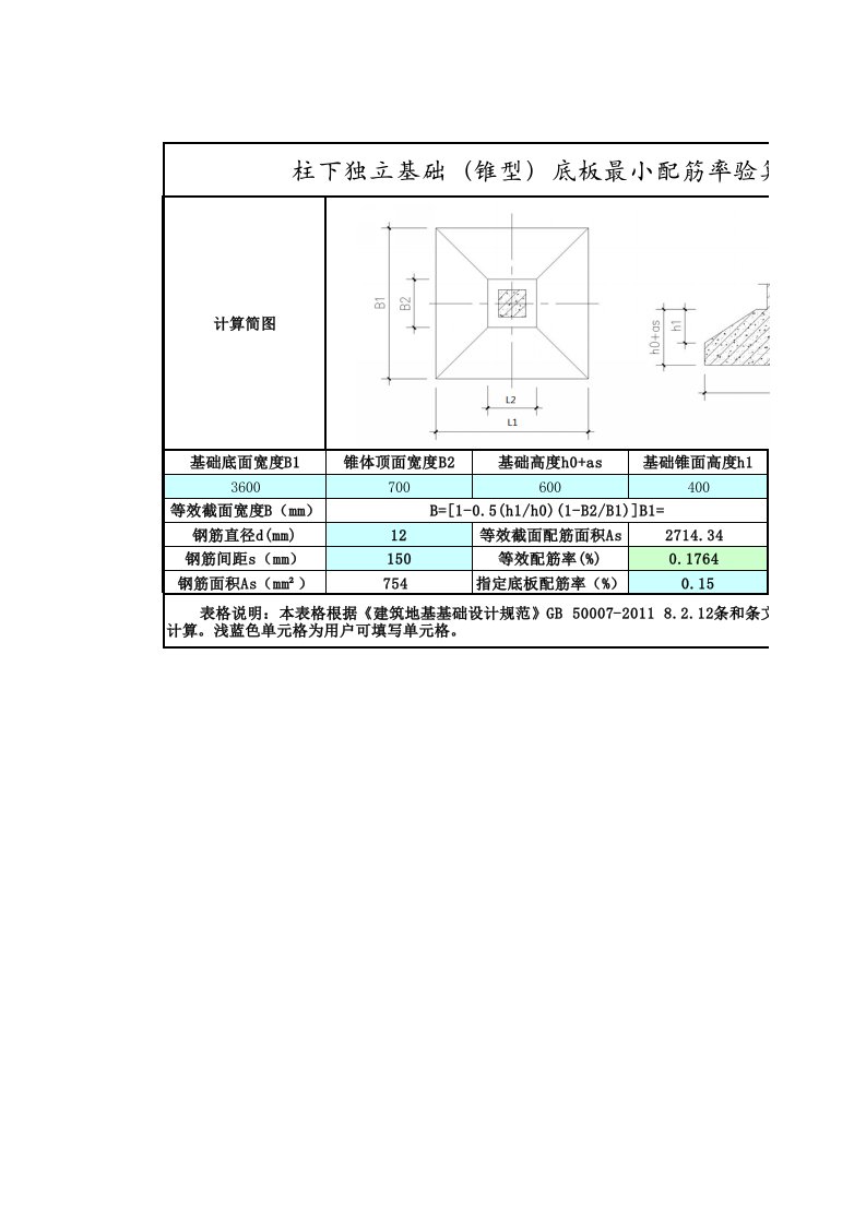 柱下独立基础底板最小配筋率验算