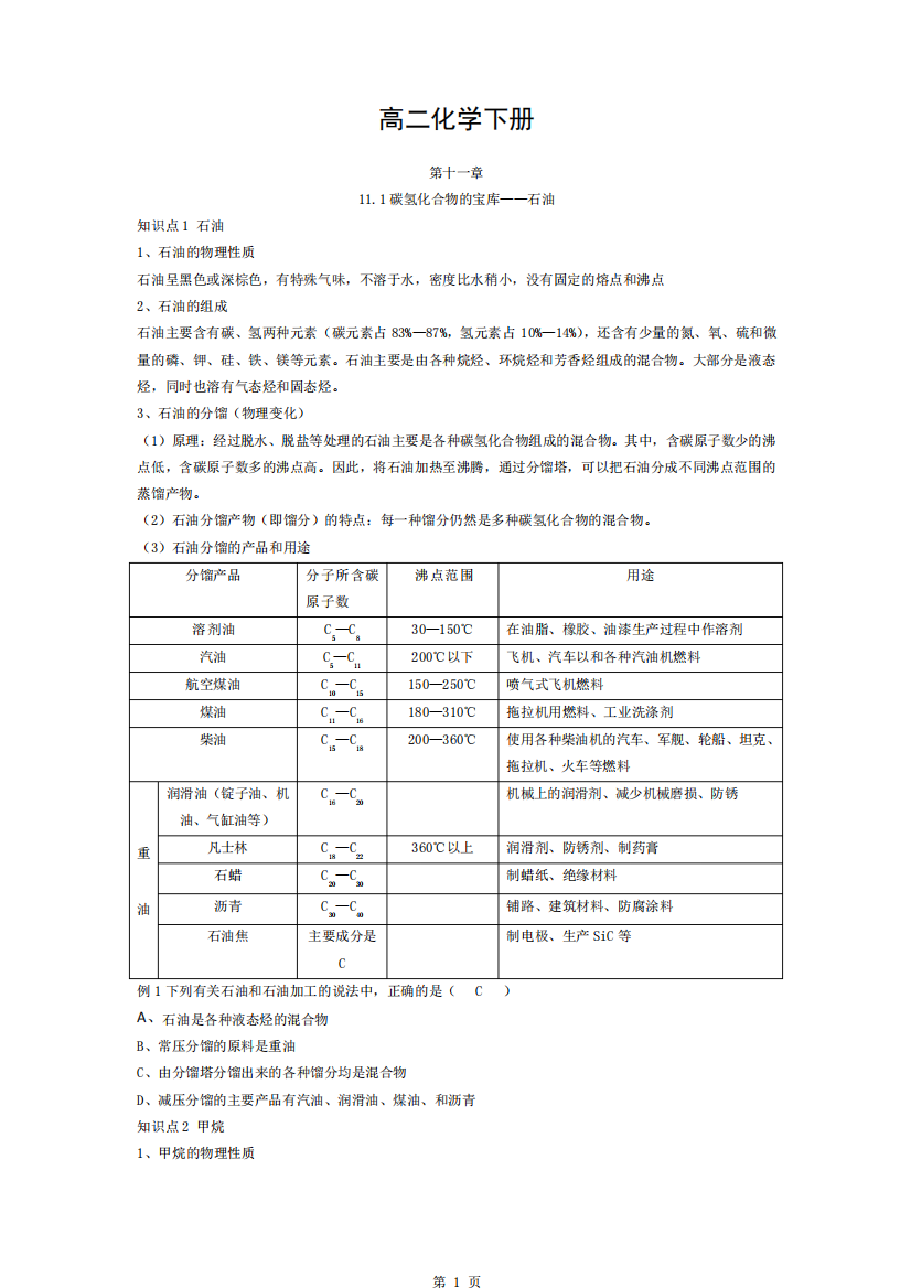 沪教版烷烃烯烃炔烃苯醇醛羧酸知识点总结