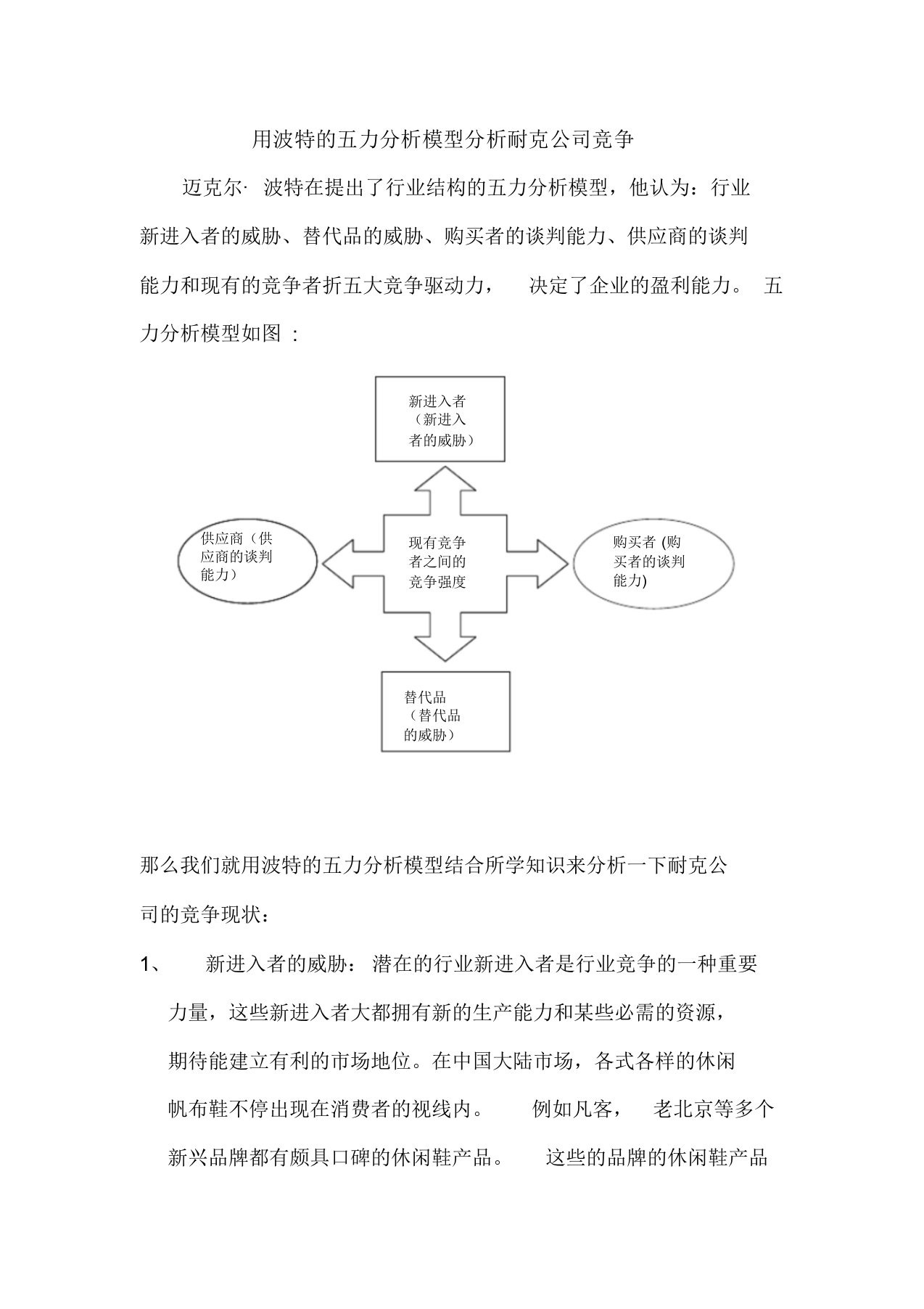 耐克公司五力分析