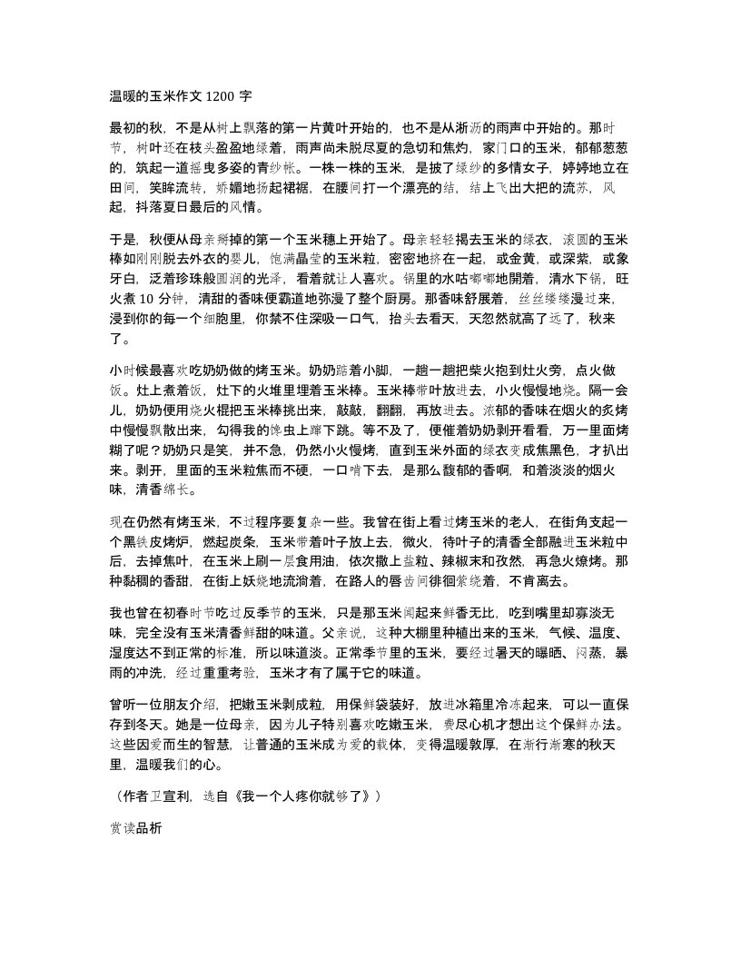 温暖的玉米作文1200字