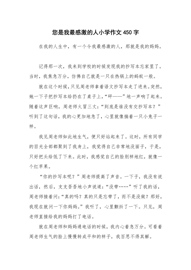 您是我最感激的人小学作文450字