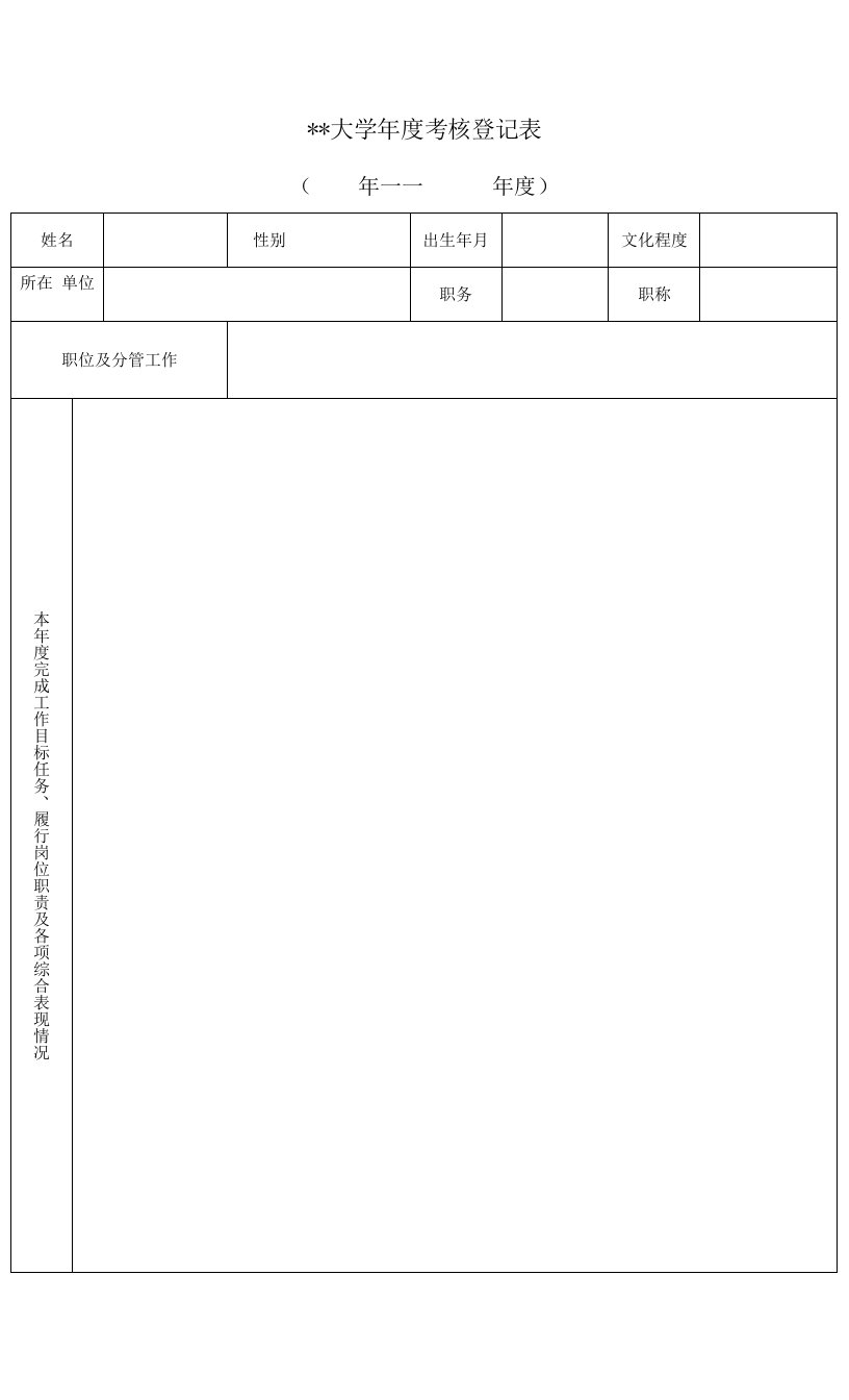 大学年度考核登记表.doc