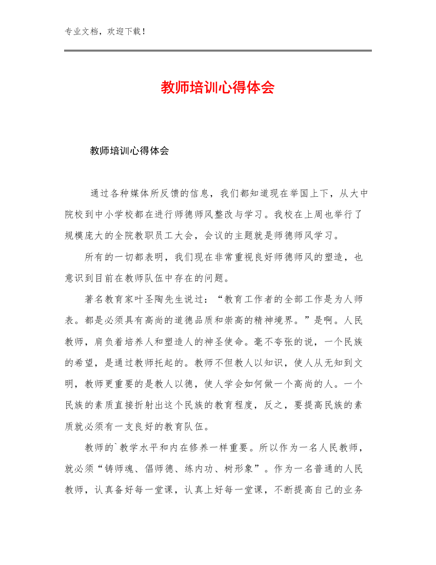 2023年教师培训心得体会例文20篇