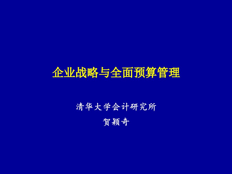 企业战略全面预算管理