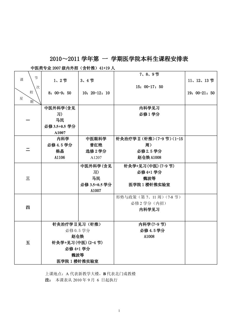 中医系课程表解析