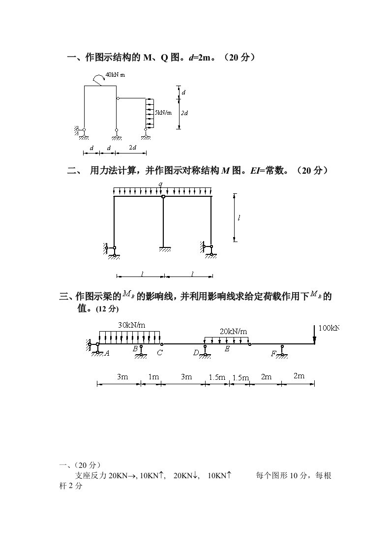 结构力学大题及答案