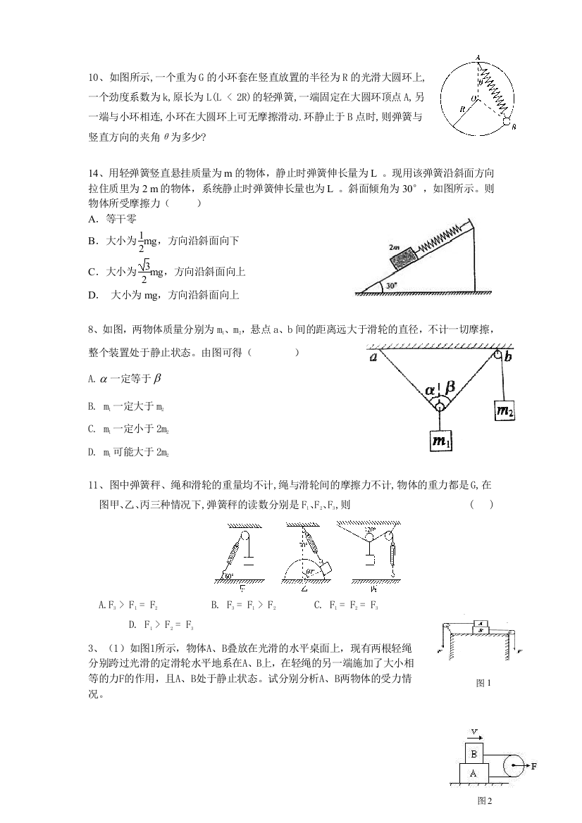 物理受力分析习题经典例题