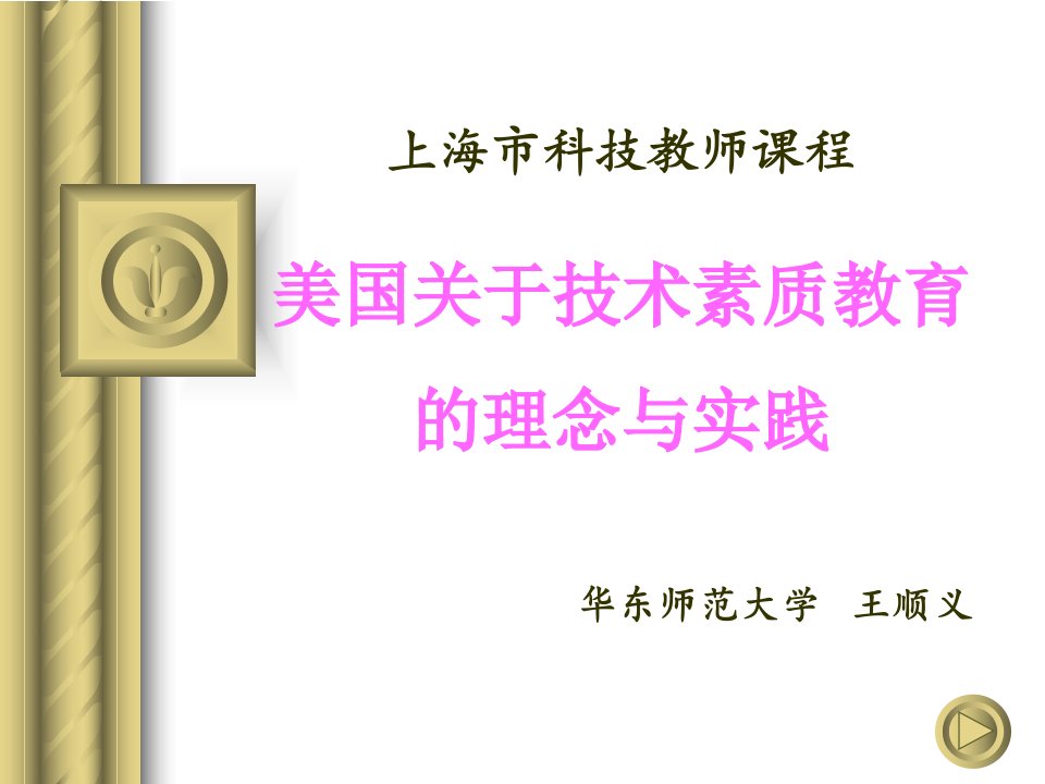 上海市科技教师课程美国关于技术素质教育的理念与实践