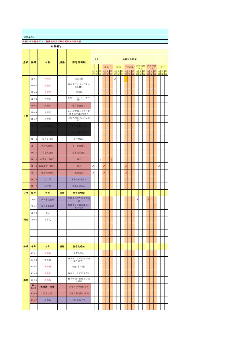 装饰施工图材料编号表