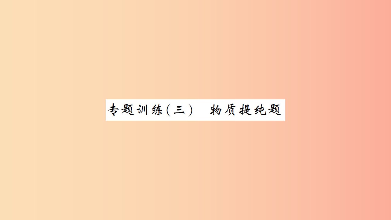 湖北省2019中考化学一轮复习专题训练三物质提纯题习题课件