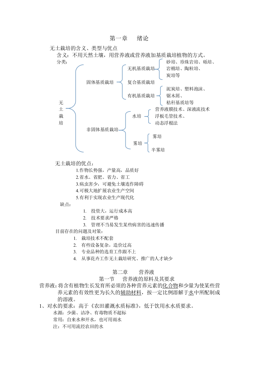 无土栽培课堂笔记