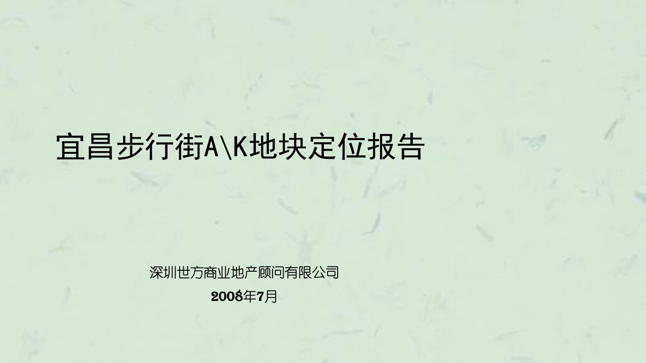 宜昌商业步行街AK地块项目定位报告课件