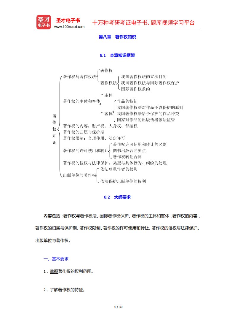 2020年出版专业职业资格考试《出版专业基础知识(中级)》的考点手册-著作权知识