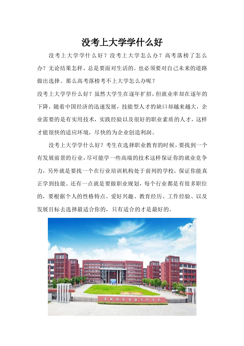 没考上大学学什么好？