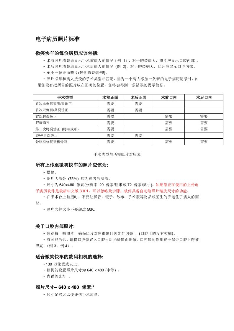 电子病历照片标准