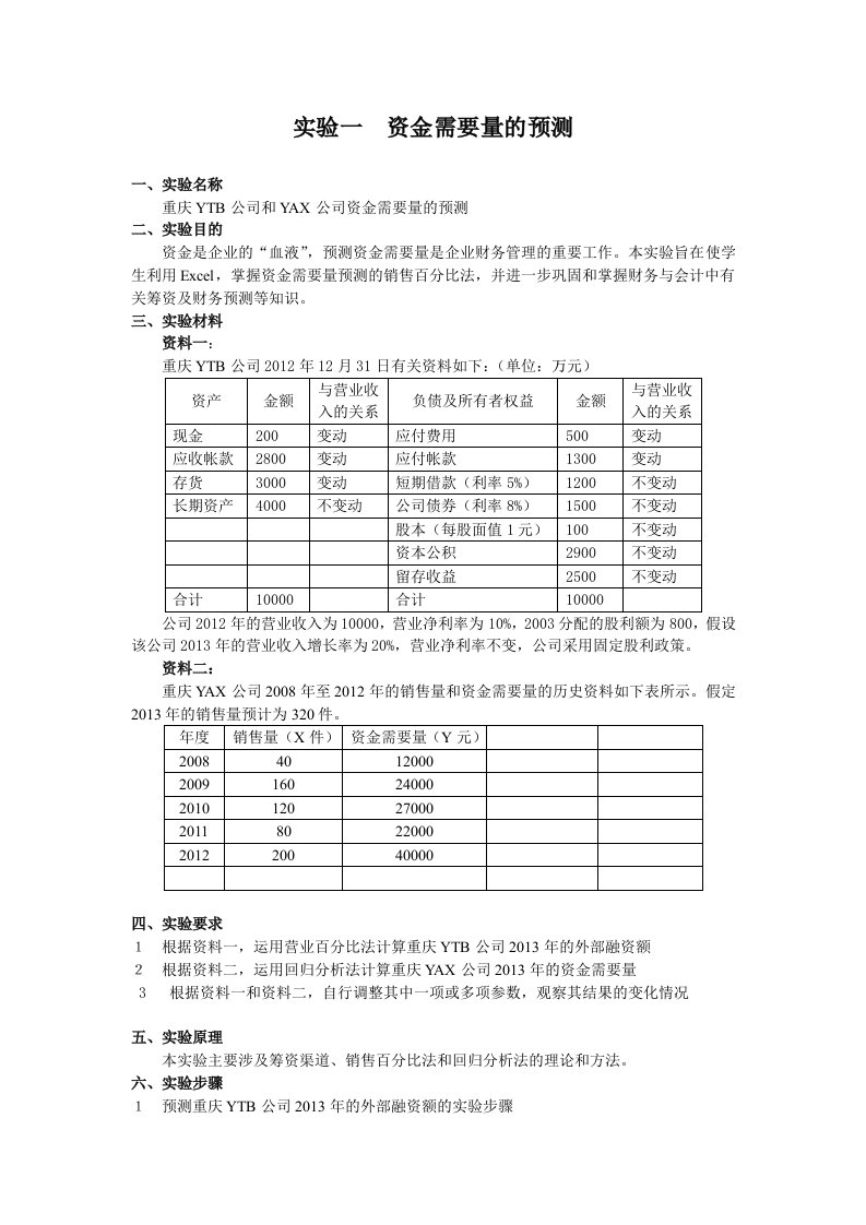 财务管理实验指导书