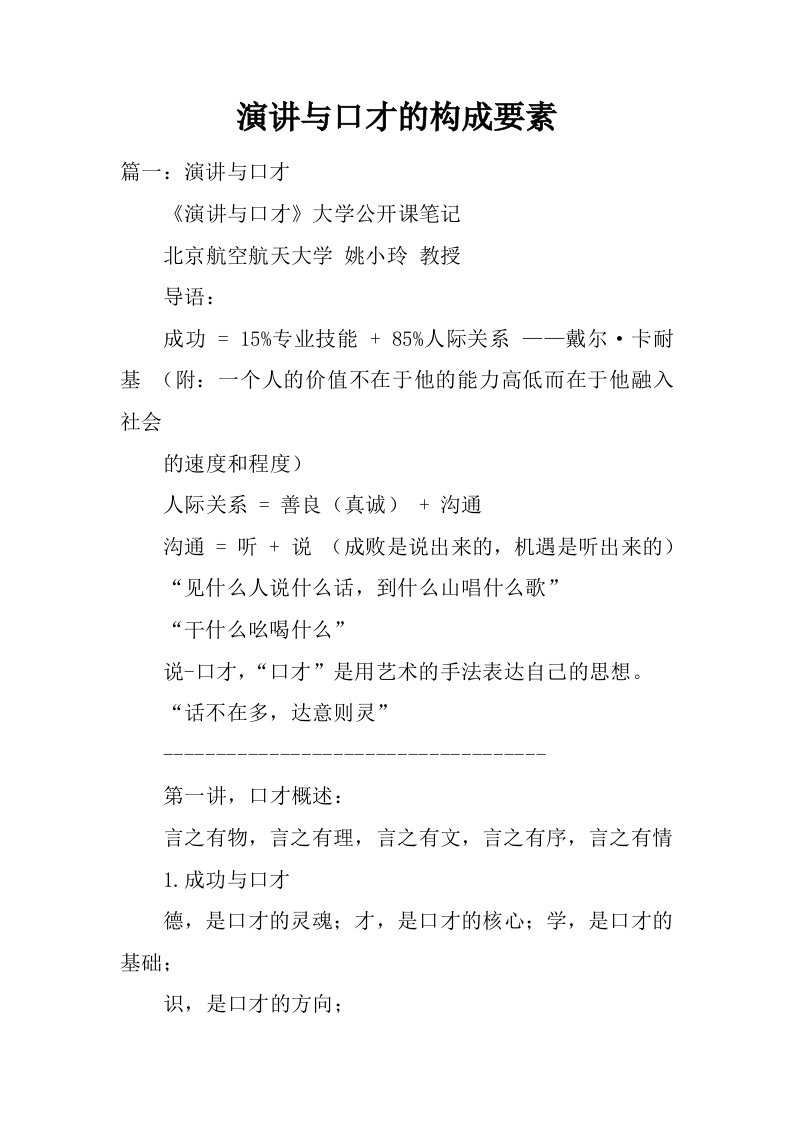 演讲与口才的构成要素