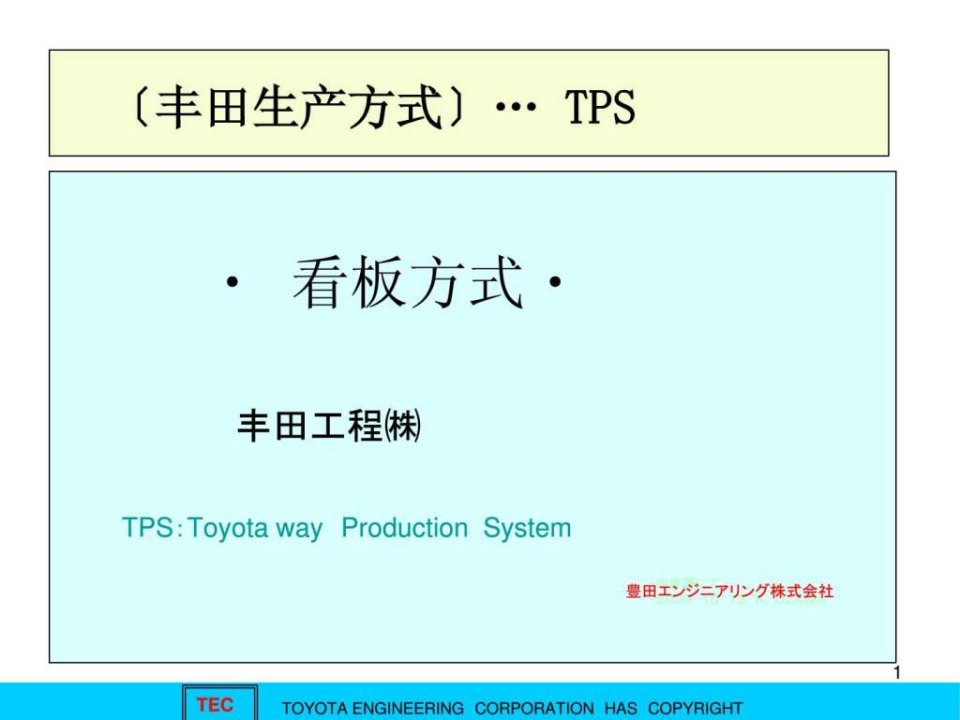 丰田生产方式TPS看板方式.ppt