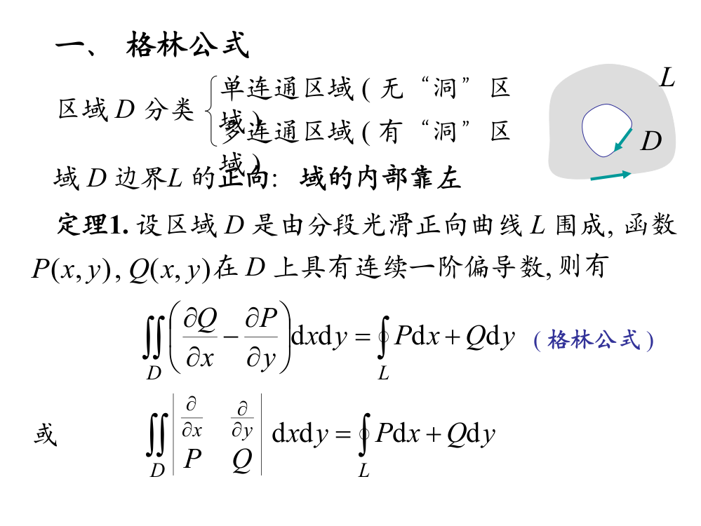 格林公式及曲线积分与路径无关的等价条件