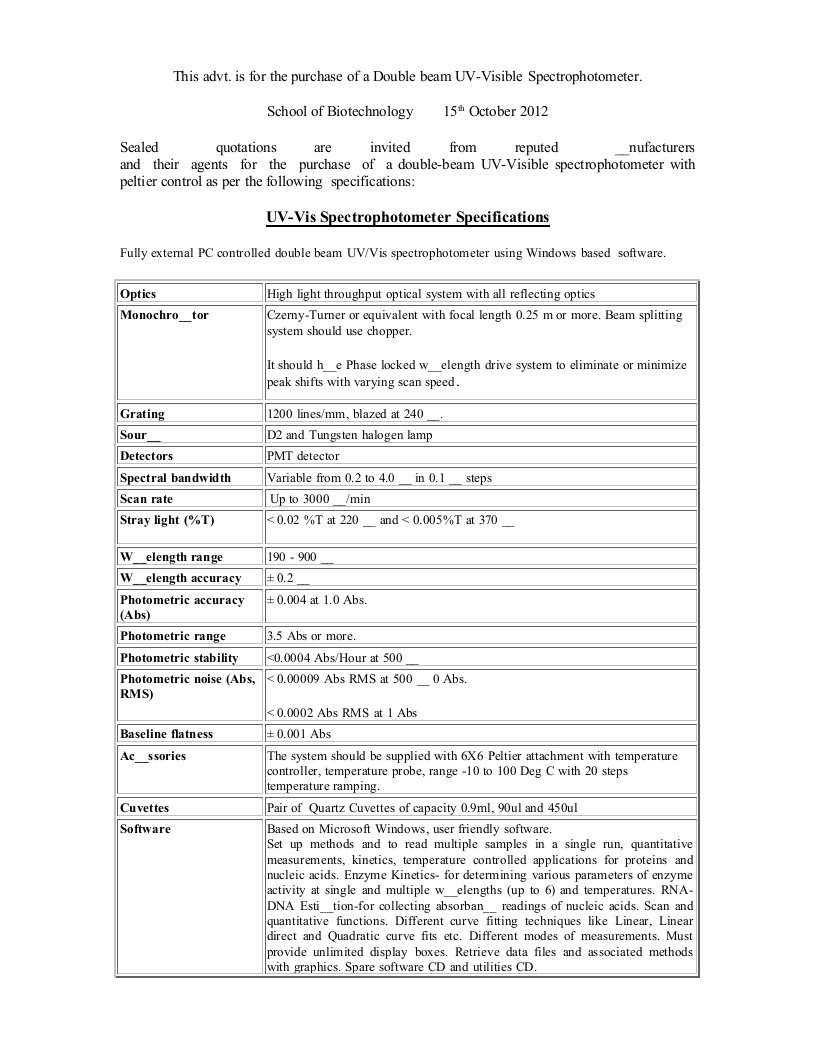 UV-VisSpectrophotometerSpecification-Welcometo：紫外-可见分光光度计规范-欢迎