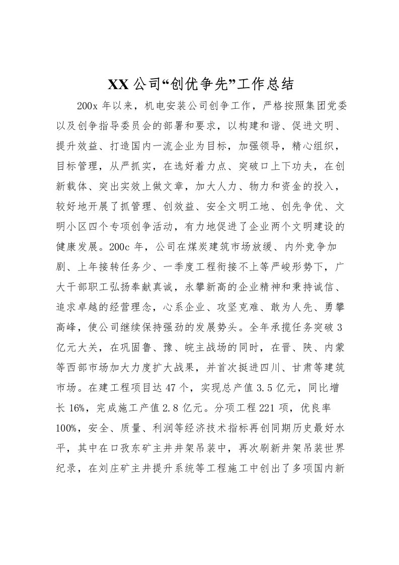 2022-公司创优争先工作总结