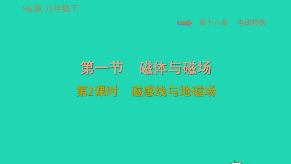 2021九年级物理全册第十六章电磁转换16.1磁体与磁场第2课时磁感线与地磁场习题课件新版苏科版