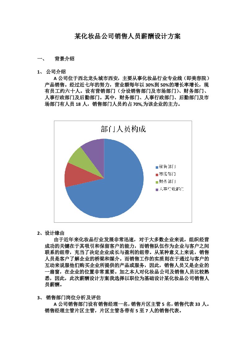 精品文档-化妆品公司销售人员薪酬设计方案