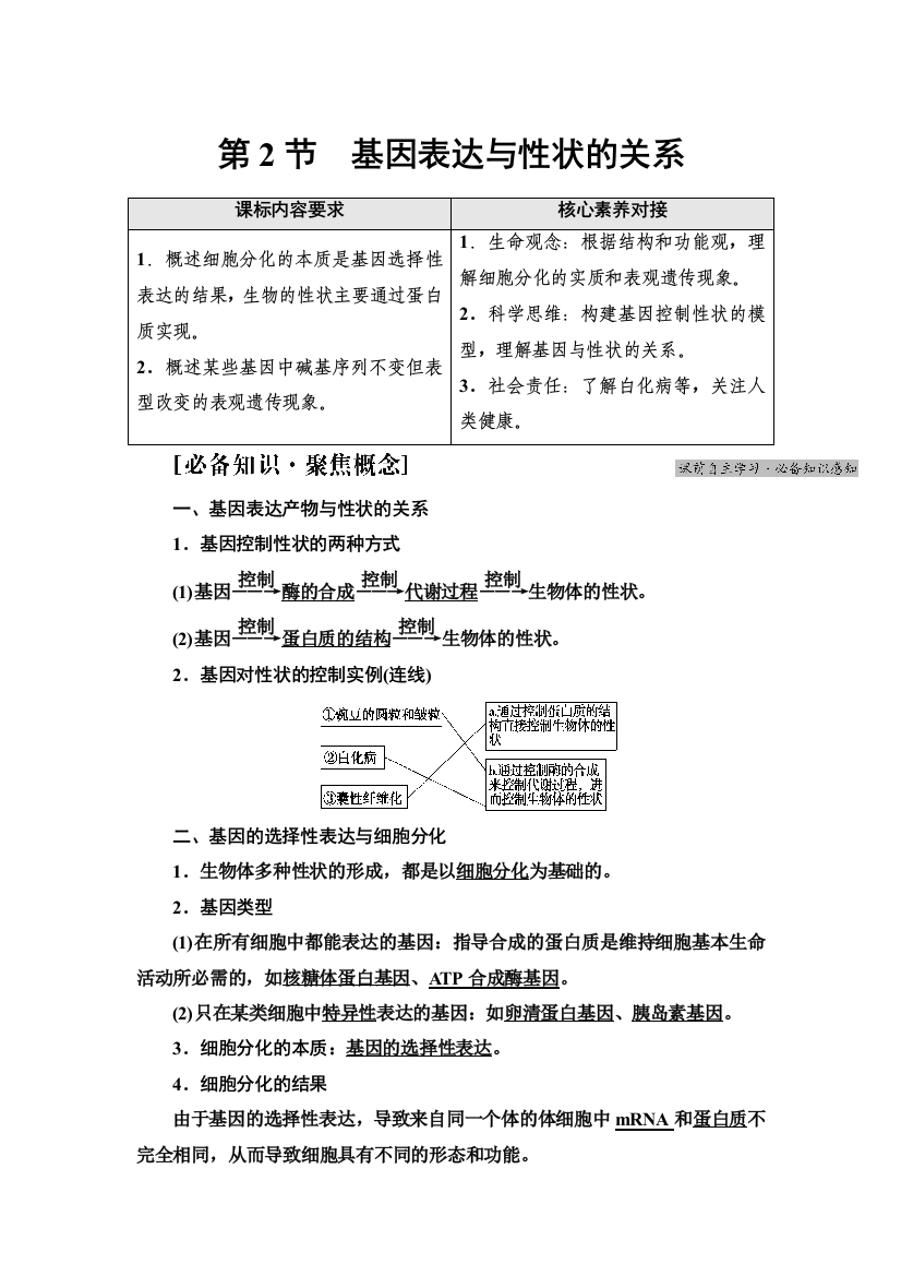 新教材2021-2022同步人教版生物学必修2学案：第4章