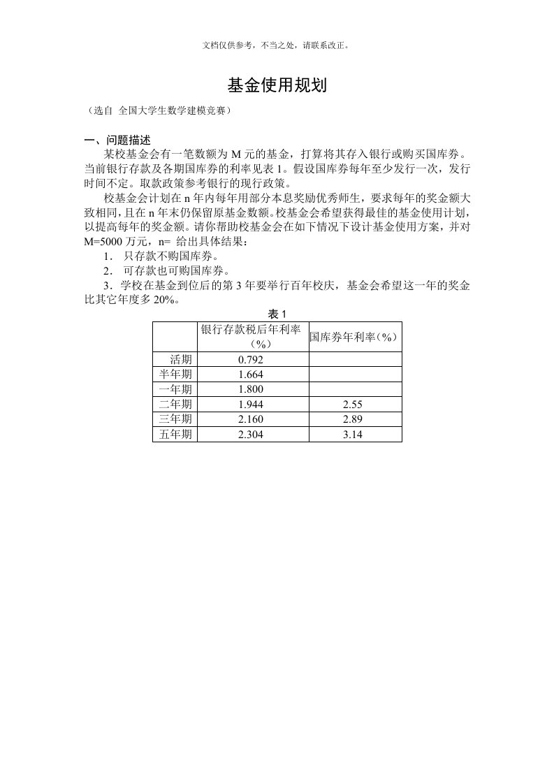 数学建模-基金使用规划