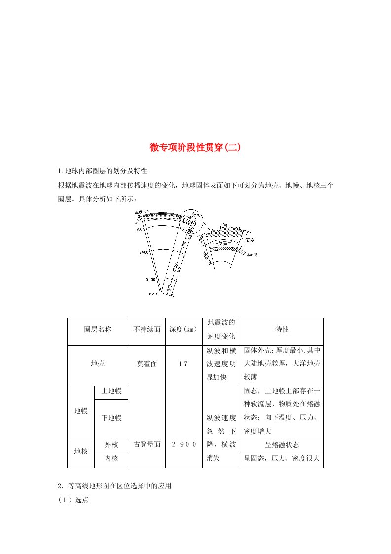 (浙江选考)18版高考地理大二轮复习专题二地球表面的形态微专题阶段性贯通学案