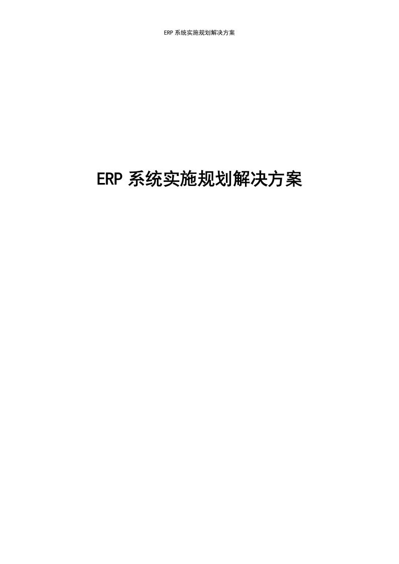 ERP系统实施规划解决方案