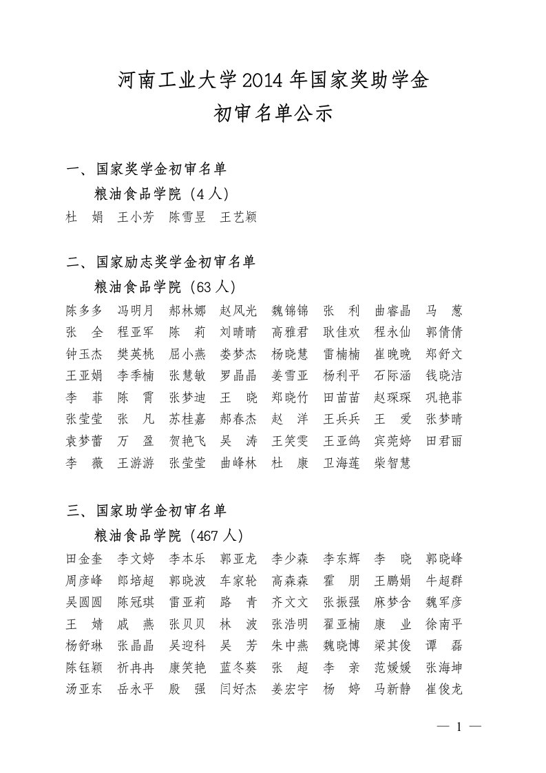 河南工业大学2014年国家奖助学金.doc