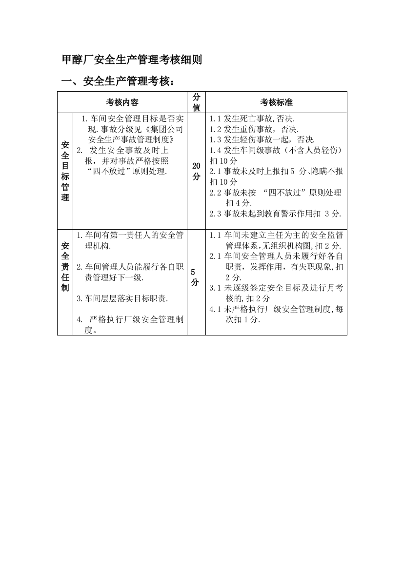 甲醇安全标准化考核细则.