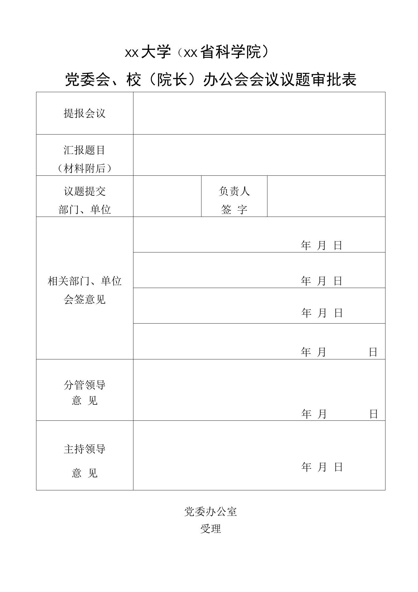 办公会会议议题审批表