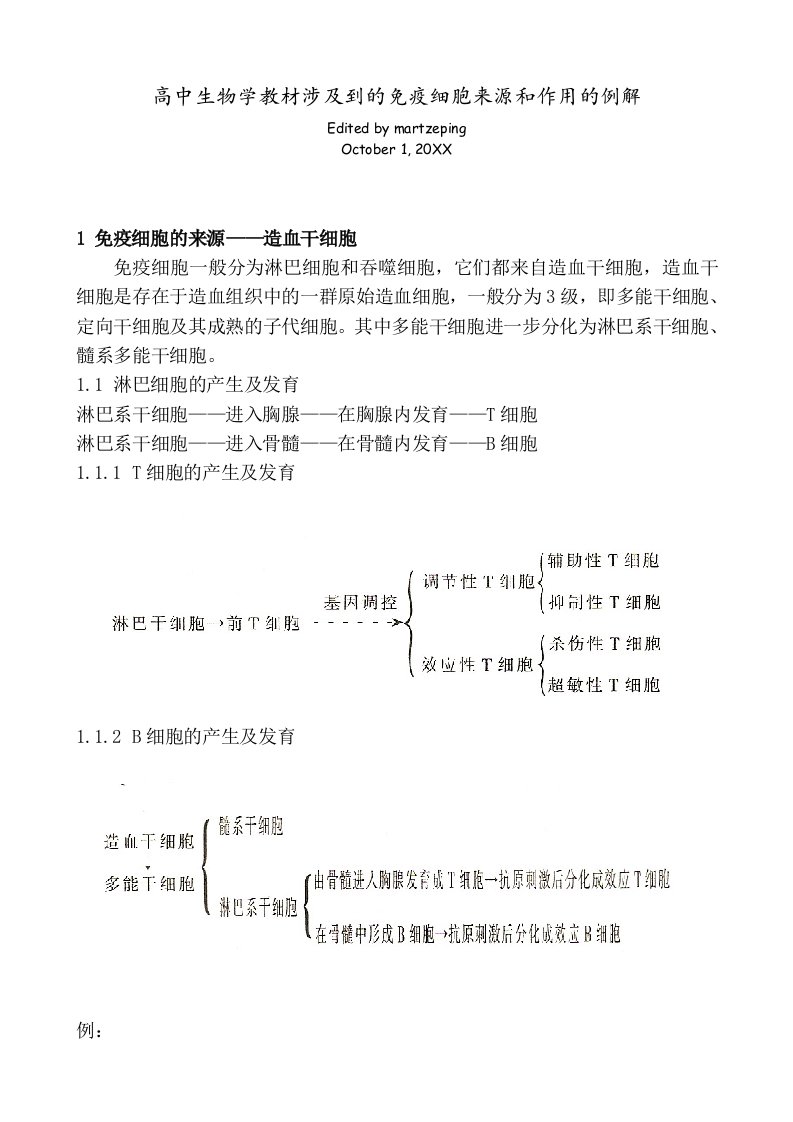 生物科技-高中生物学教材涉及到的免疫细胞来源和作用的例解