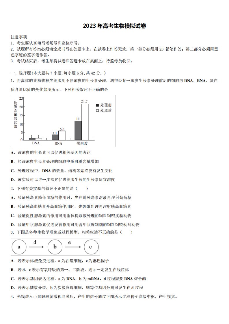 深圳市2023届高三适应性调研考试生物试题含解析