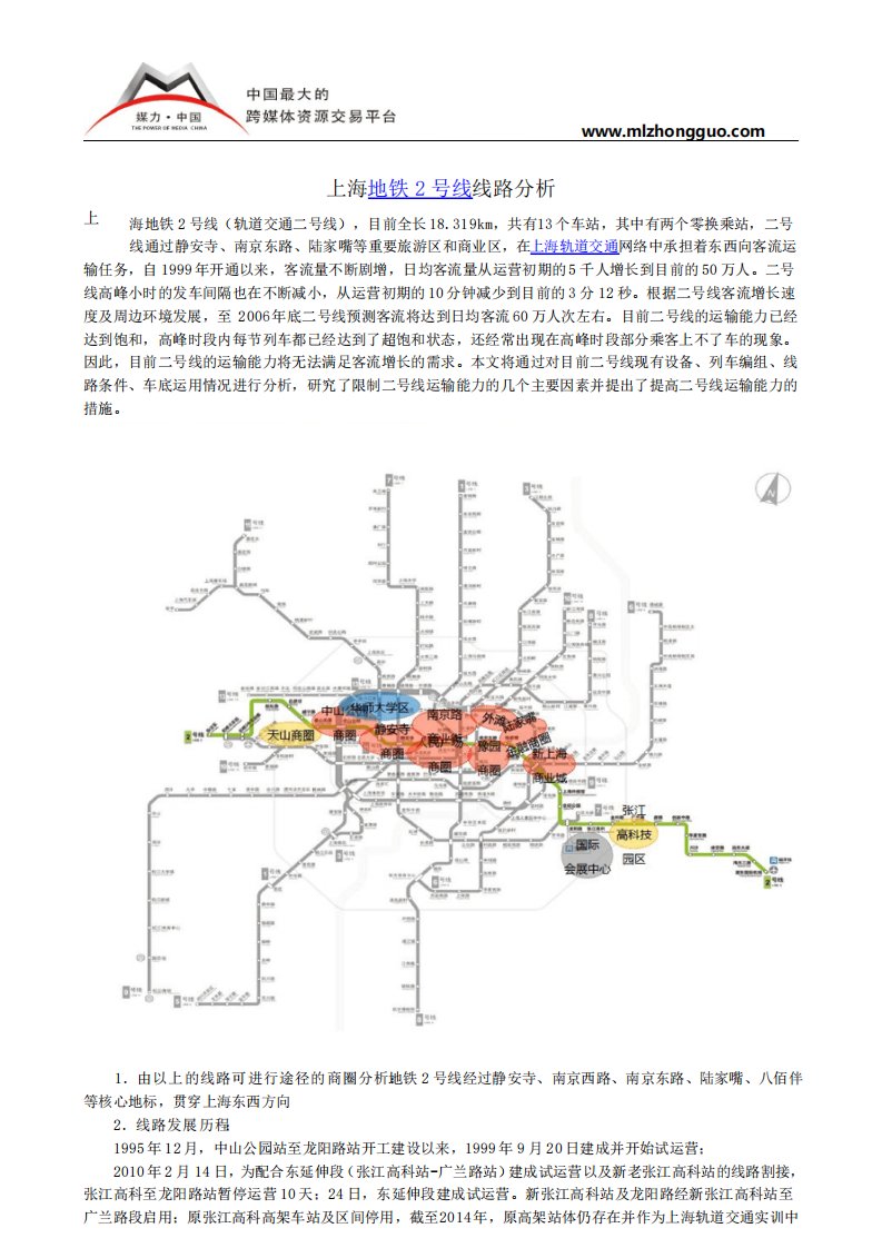 上海地铁2号线线路分析